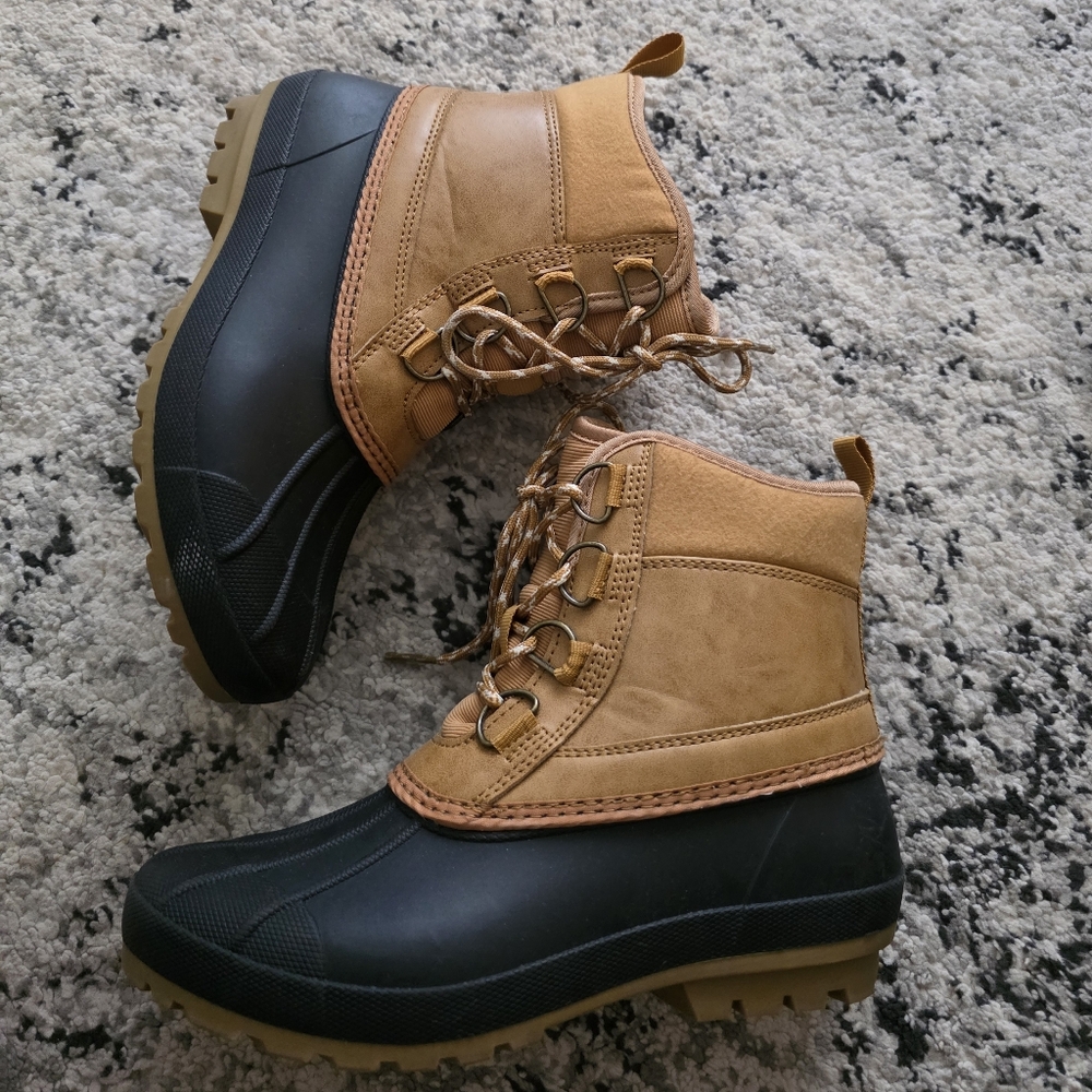 UNIVERSAL THREAD Duck Boots Rubber Soles Womens 6 Tan Black - Picture 1 of 5
